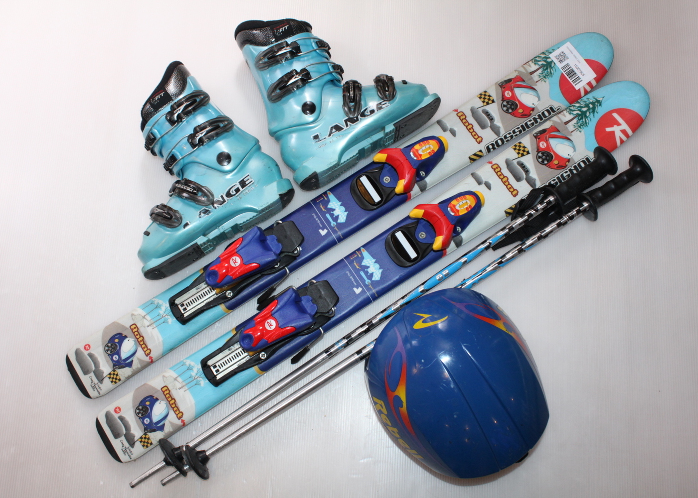 Dětské lyže ROSSIGNOL ROBOT 93 cm + lyžáky  30.5EU + helma