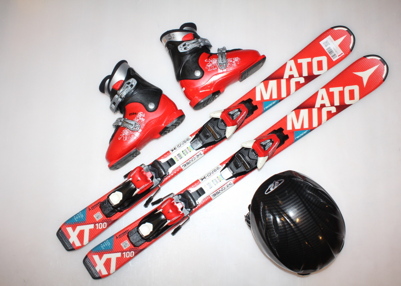 Dětské lyže ATOMIC REDSTER XT 100 cm + lyžáky  33EU + helma