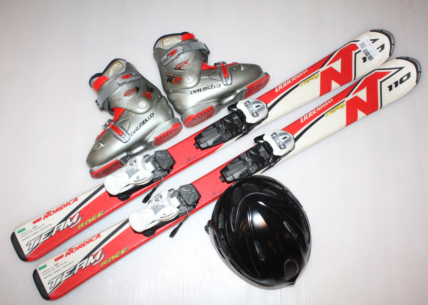 Dětské lyže NORDICA DOBERMANN TEAM RACE J 110 cm + lyžáky  34EU + helma