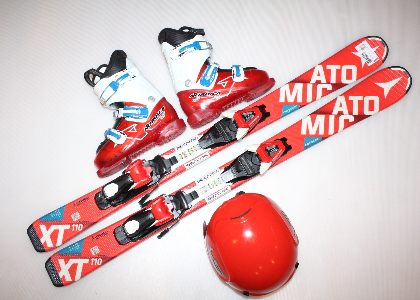 Dětské lyže ATOMIC REDSTER XT 110 cm + lyžáky  34EU + helma