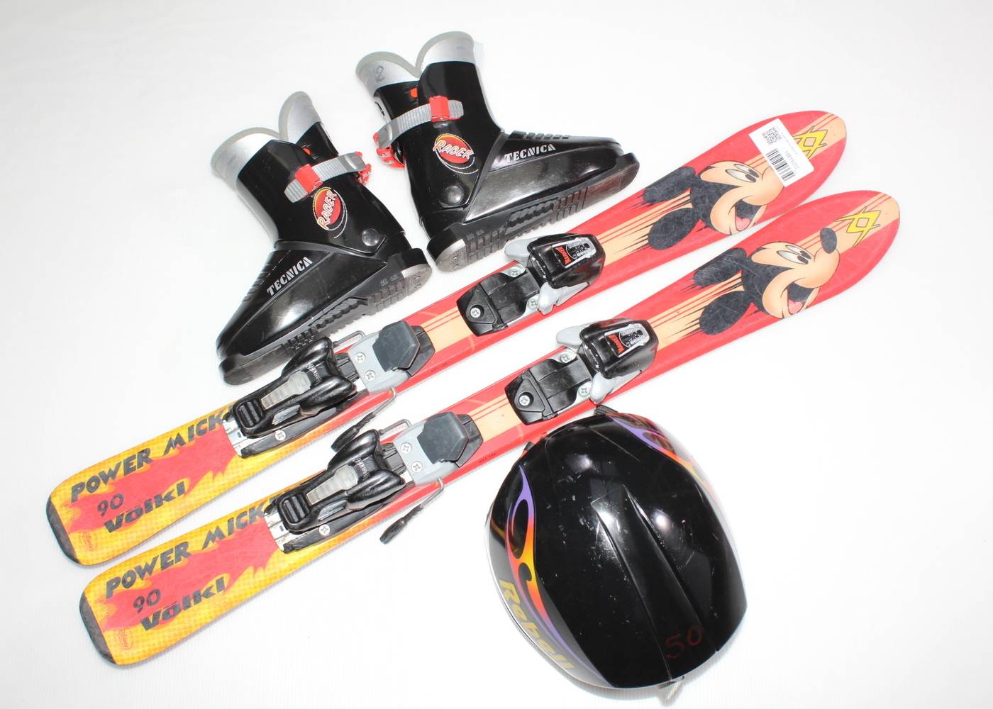 Dětské lyže VOLKL Power Mickey 90 cm + lyžáky  28.5EU + helma
