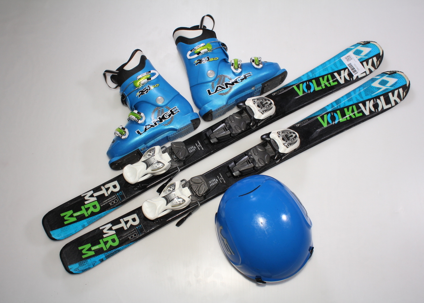 Dětské lyže VOLKL RTM 100 cm + lyžáky  34EU + helma