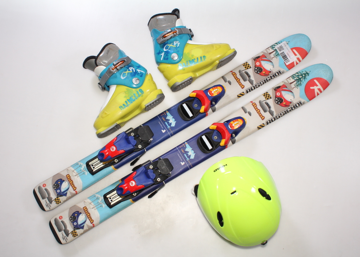 Dětské lyže ROSSIGNOL ROBOT 93 cm + lyžáky  29EU + helma