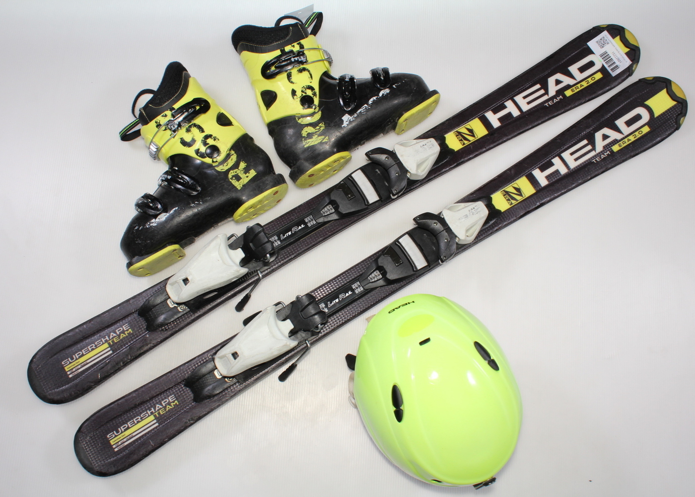 Dětské lyže HEAD SUPERSHAPE TEAM BLACK 107 cm + lyžáky  34EU + helma