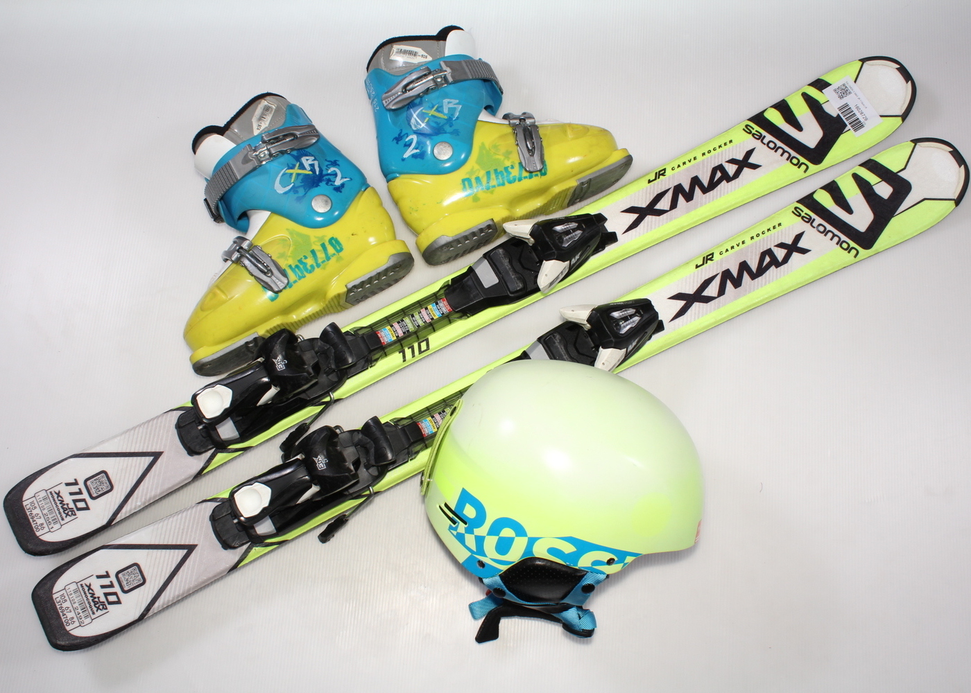 Dětské lyže SALOMON X MAX JR 110 cm + lyžáky  34EU + helma
