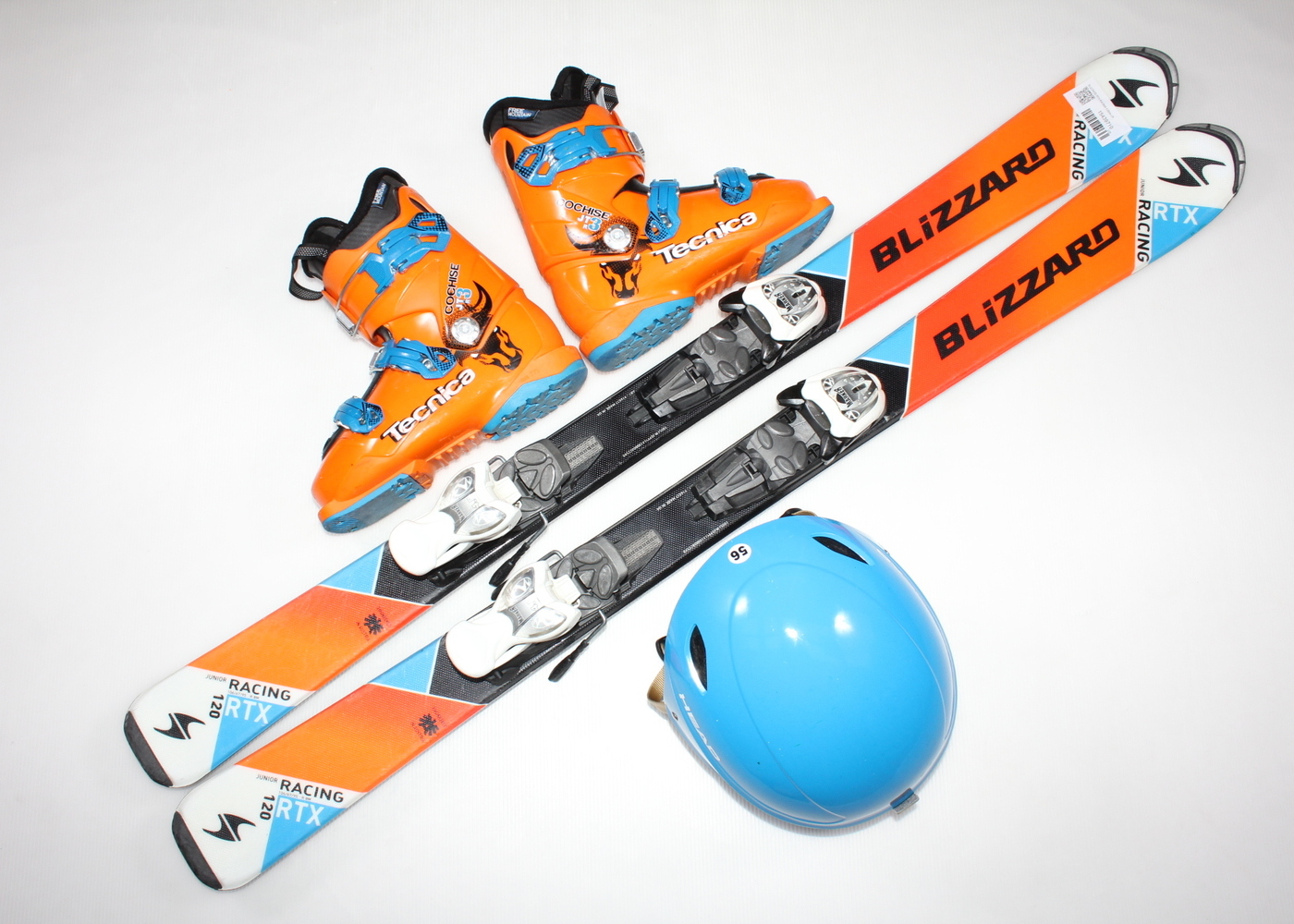 Dětské lyže BLIZZARD RTX RACING 120 cm + lyžáky  36EU + helma