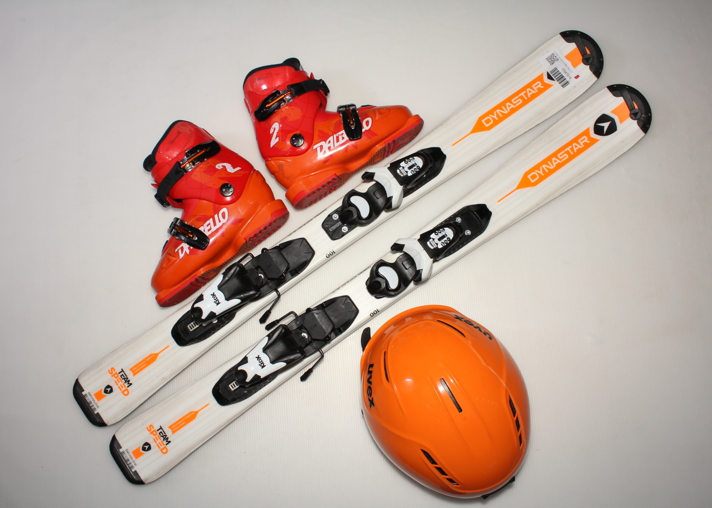 Dětské lyže DYNASTAR TEAM SPEED 100 cm + lyžáky  32EU + helma