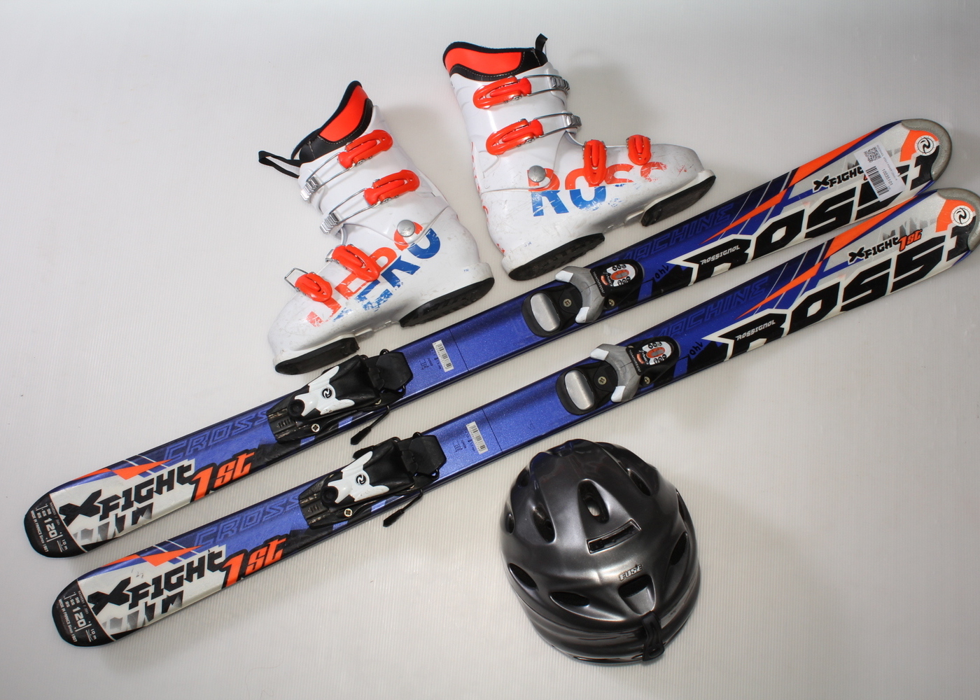 Dětské lyže ROSSIGNOL XFIGHT POWER 120 cm + lyžáky  36.5EU + helma