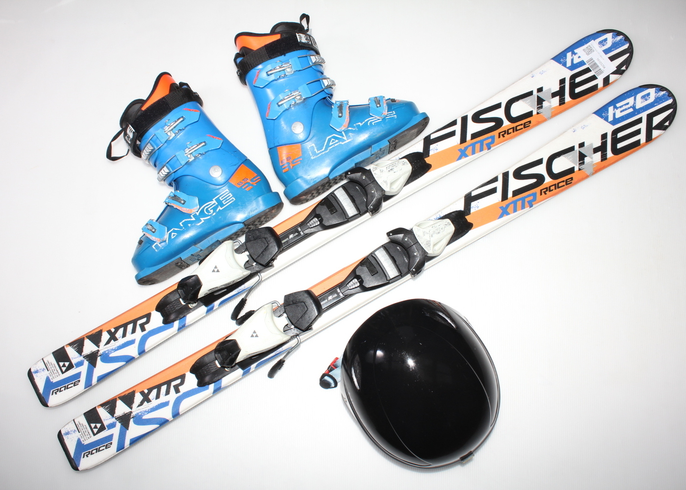 Dětské lyže FISCHER RACE XTR 120 cm + lyžáky  37EU + helma