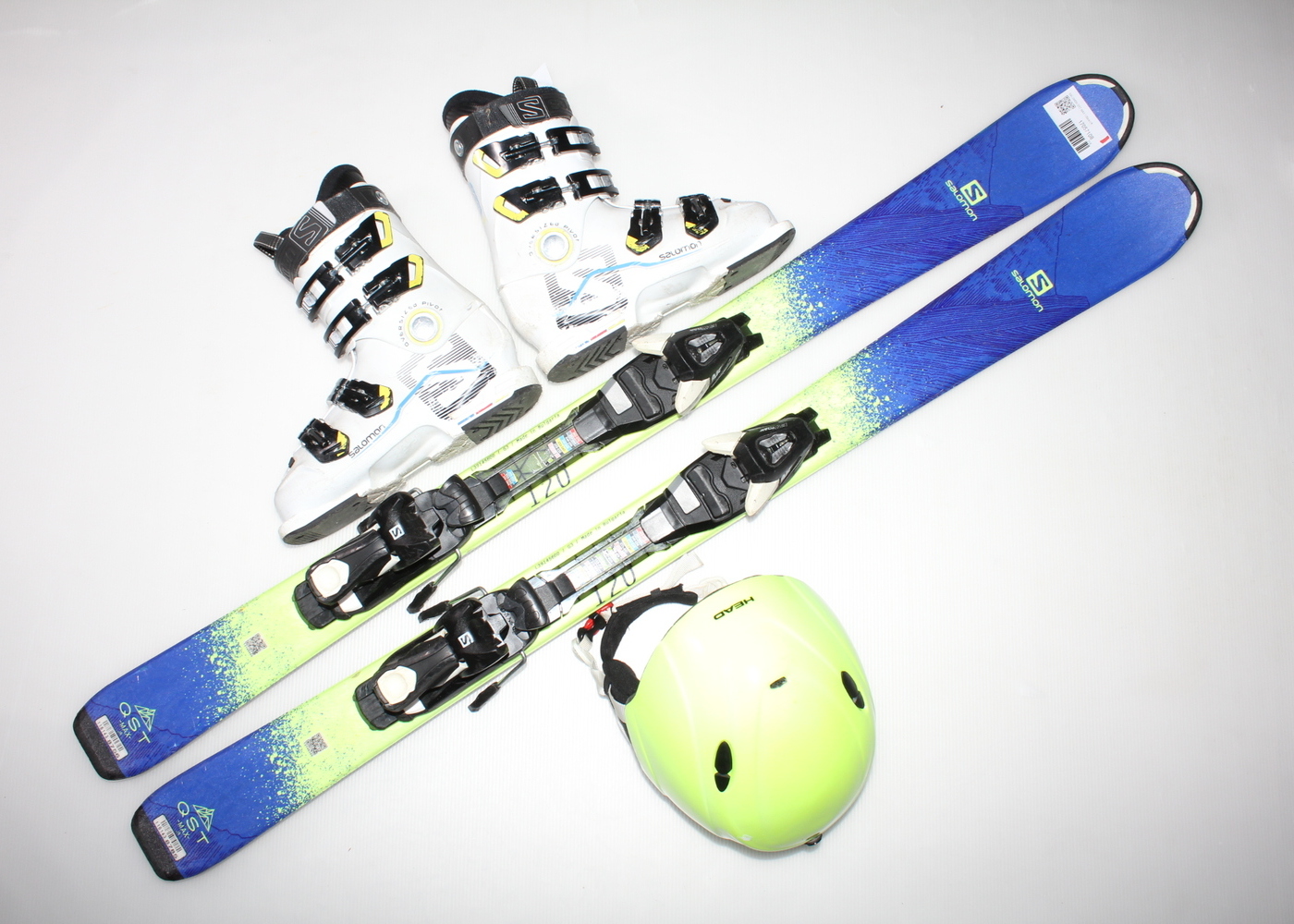 Dětské lyže SALOMON QST MAX 120 cm + lyžáky  36.5EU + helma