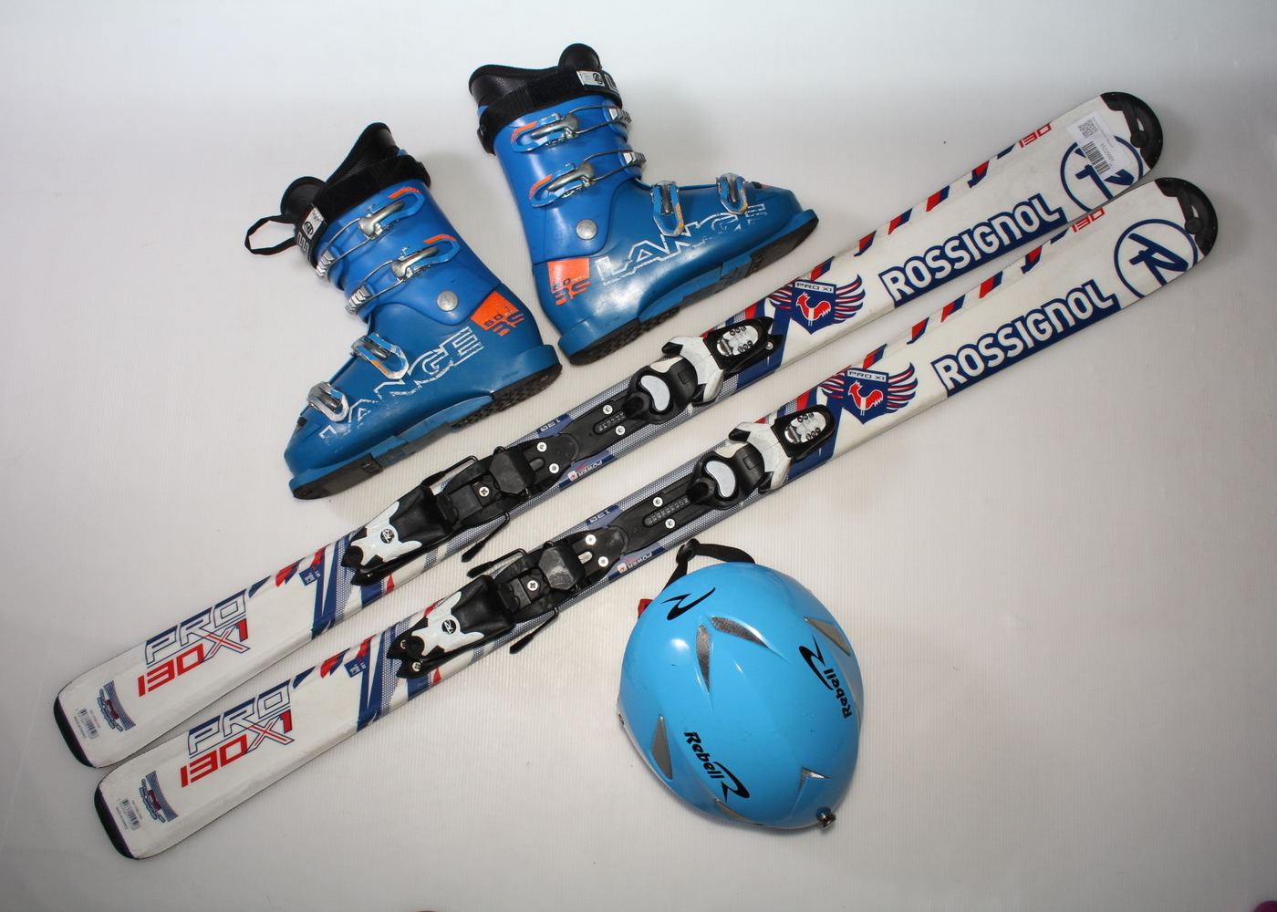 Dětské lyže ROSSIGNOL PRO X1 130 cm + lyžáky  38.5EU + helma